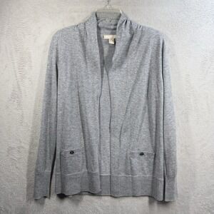 Banana Republic Wool Blend Open Front Cardigan Sweater Women's M Office Gray